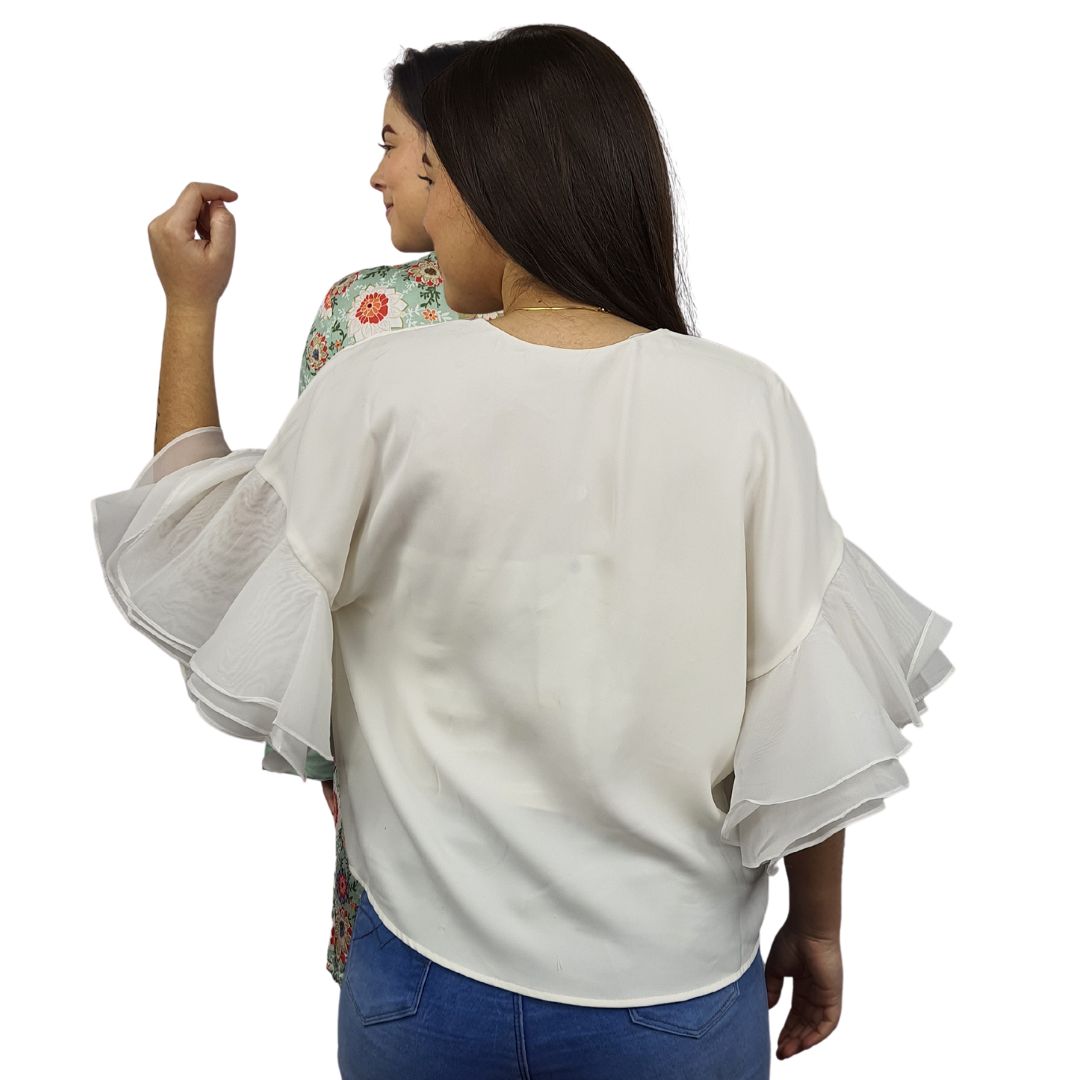 Blusa Veromoda Blanco Style VIVIEN 1/2 TOP SET(VMC-TP-ET-3)
