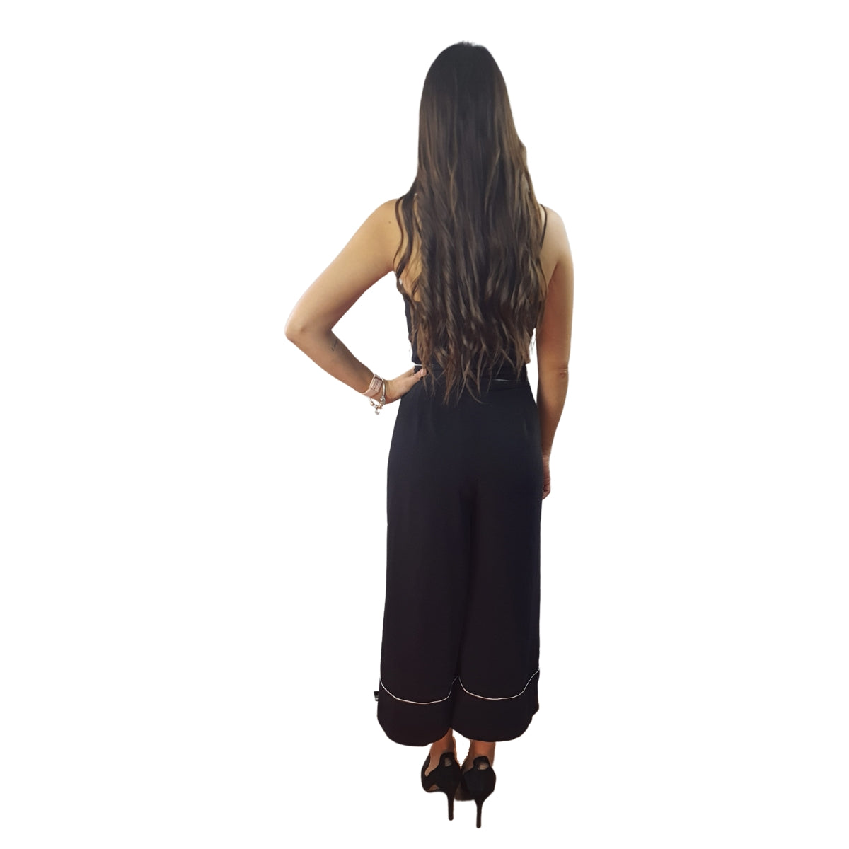 Pantalon Vero Moda Negro Style CAMILLE 7/8 WIDE PANTS(TP)