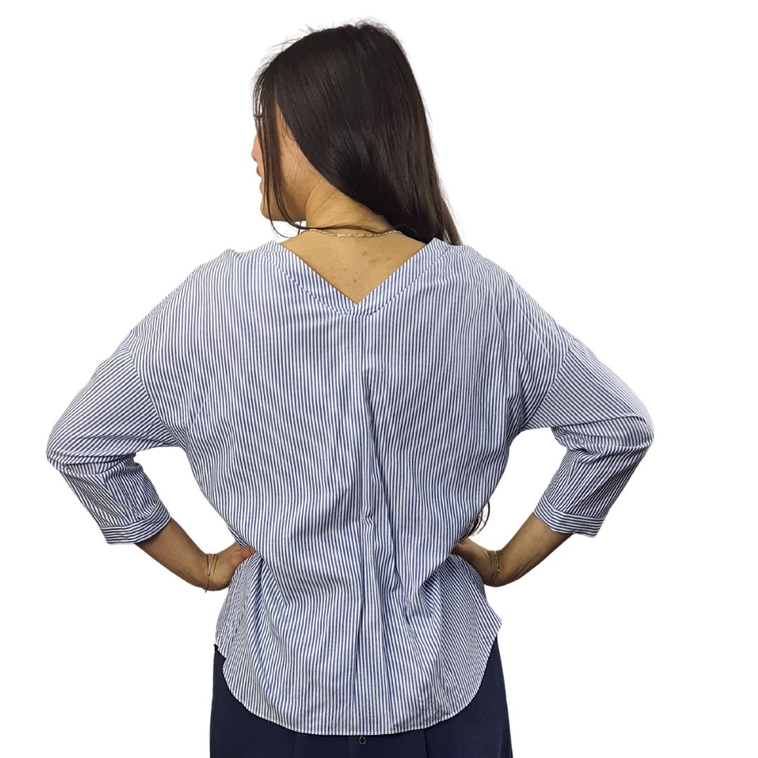 Blusa Vero Moda Azul Style JUDY STRIPE 3/4 SHIRT(NN)