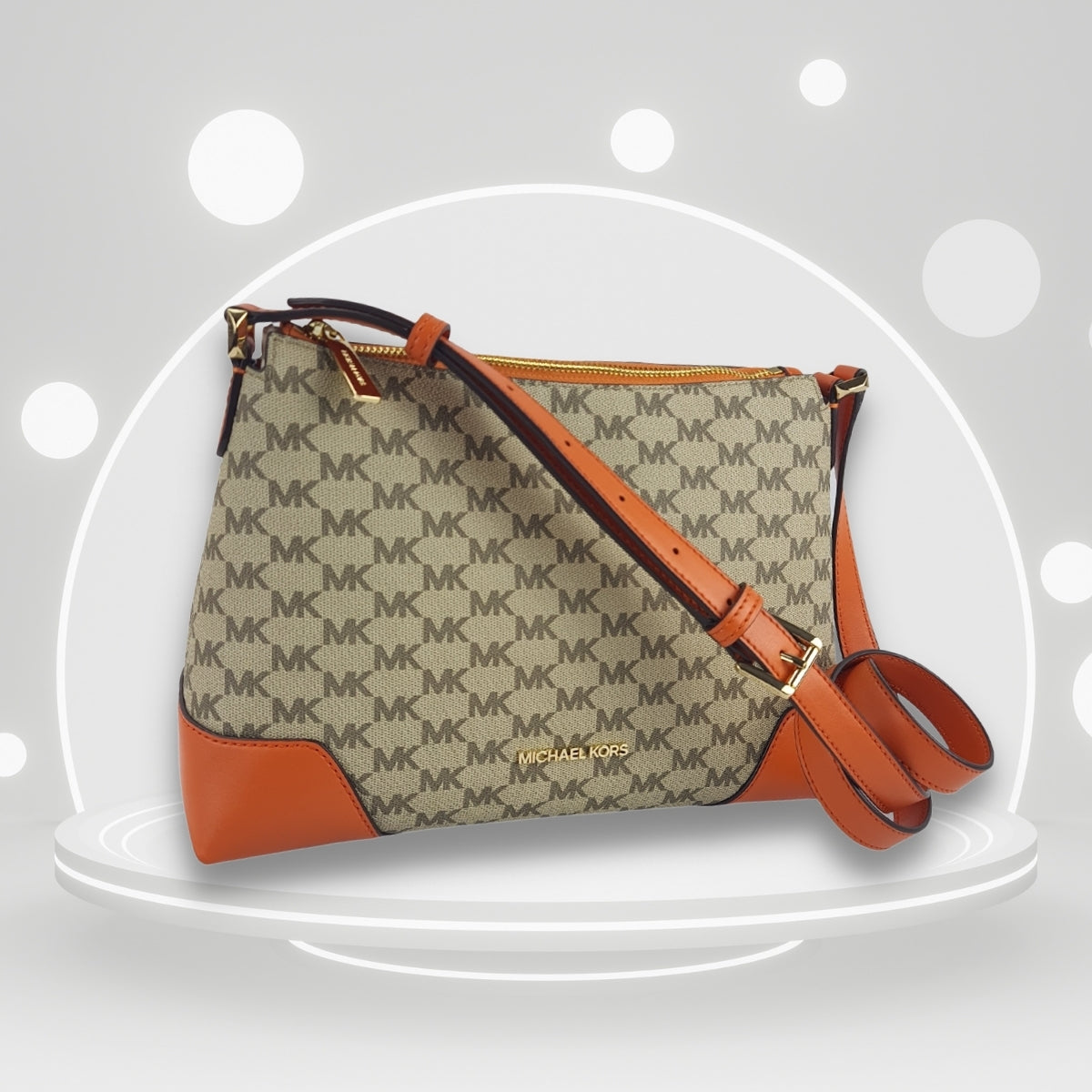 Cartera Michael Kors CROSBY Messenger Tngrine Mlt MdColor Natural/Luggage