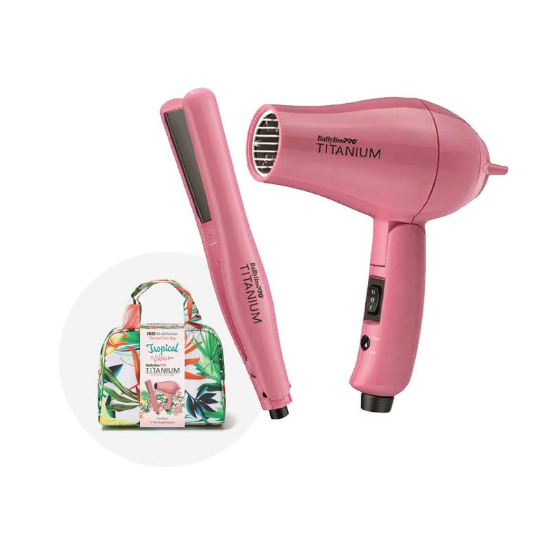 Kit Babyliss Pro Mini Plancha + Secadora Titanium + Bolso BTHTPP1UZ