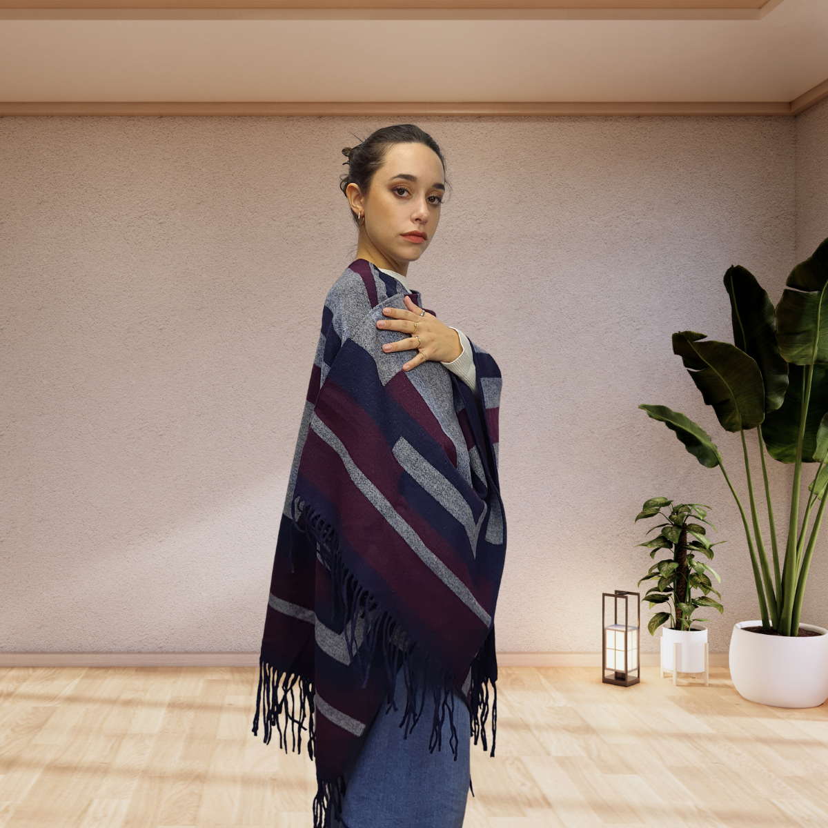Poncho Vero Moda Azul Style NAVY WOOL CAPE(EL)