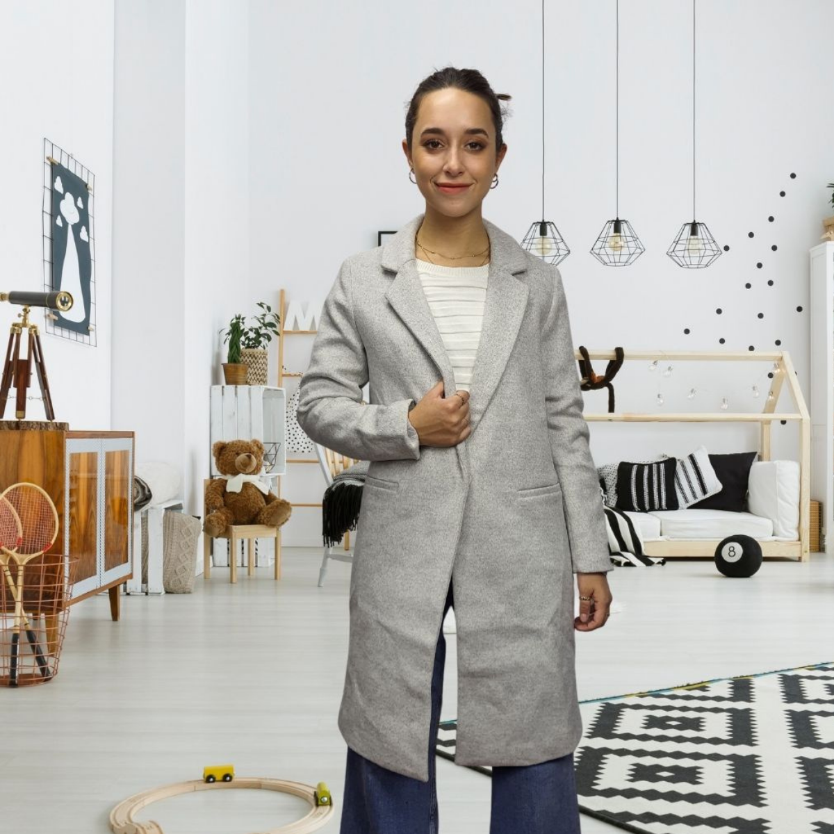 Blazer Vero moda GRIS Style YELLOW BANANA L/S WOOL COAT(LL)
