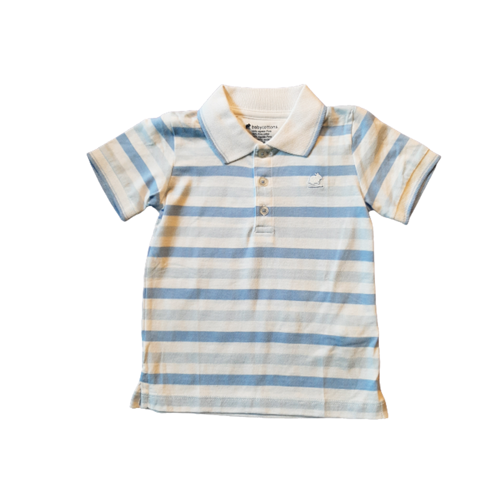 Polera Babycottons C/Polo BALI Ray MC Cel/Azulino