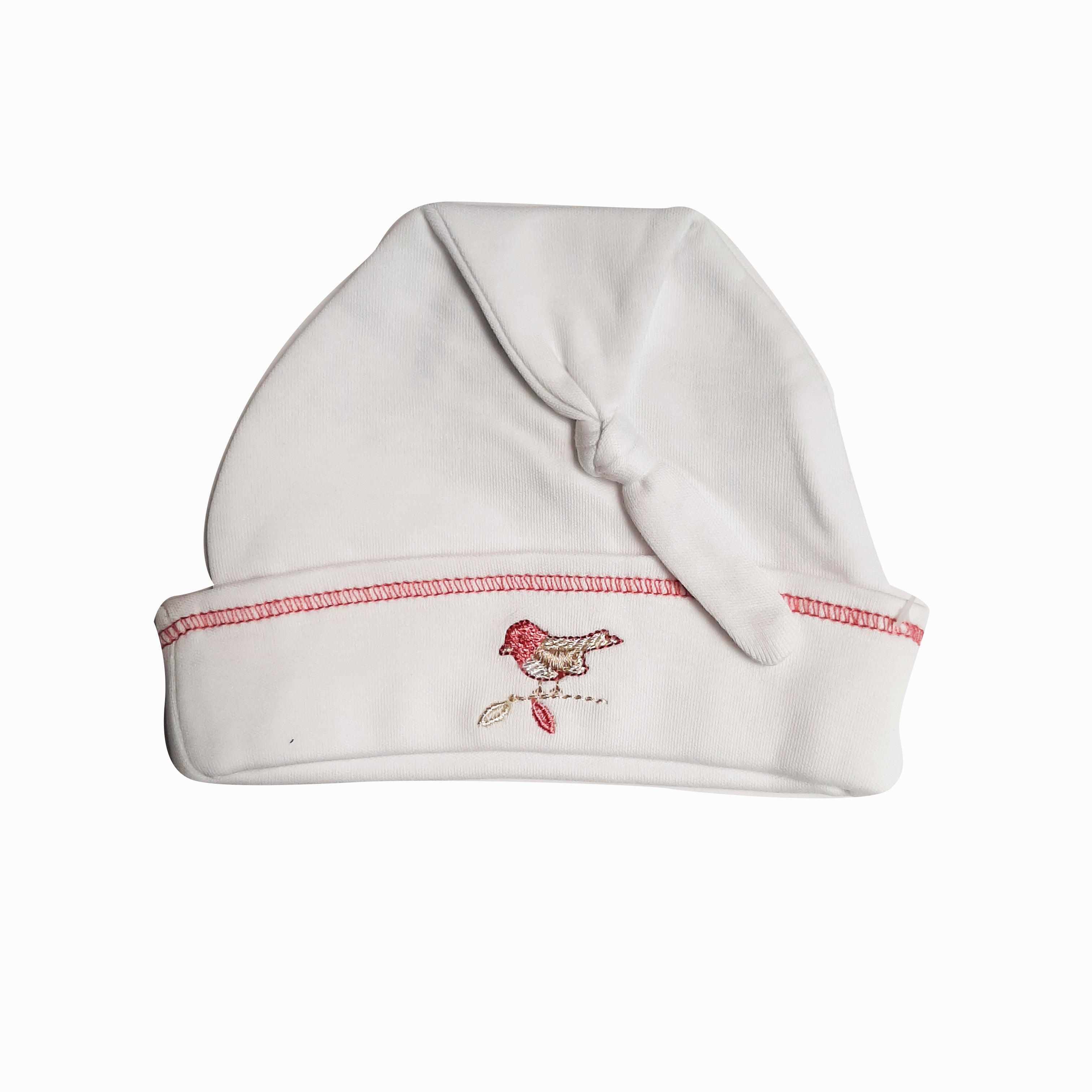 Gorro Babycottons C/Nudo Wld-Fox and Birds Bord Blanco Fresa