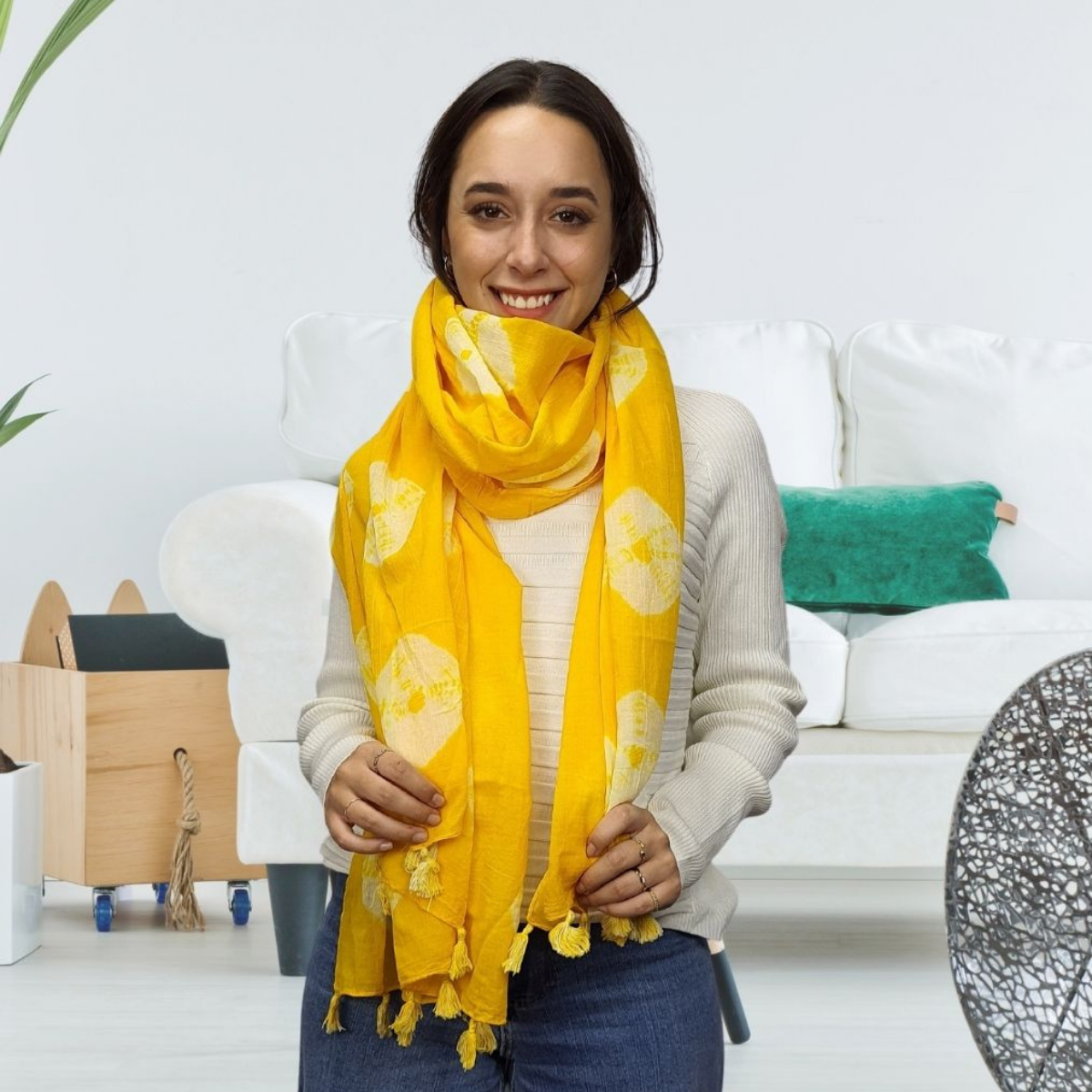 Pashmina Bufanda Rapsodia Batik Amarillo