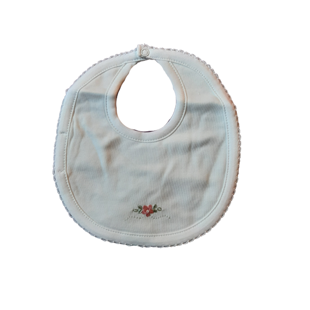 Babero Babycottons Xs Broderie Bord Mano Blanco Rosa