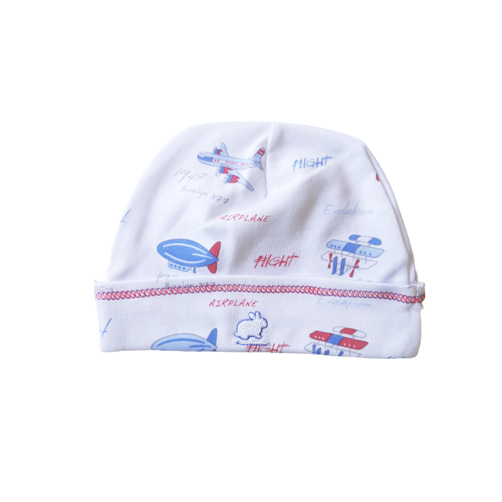 Gorro Babycottons Basic Evolution-Planes Blanco Azulino