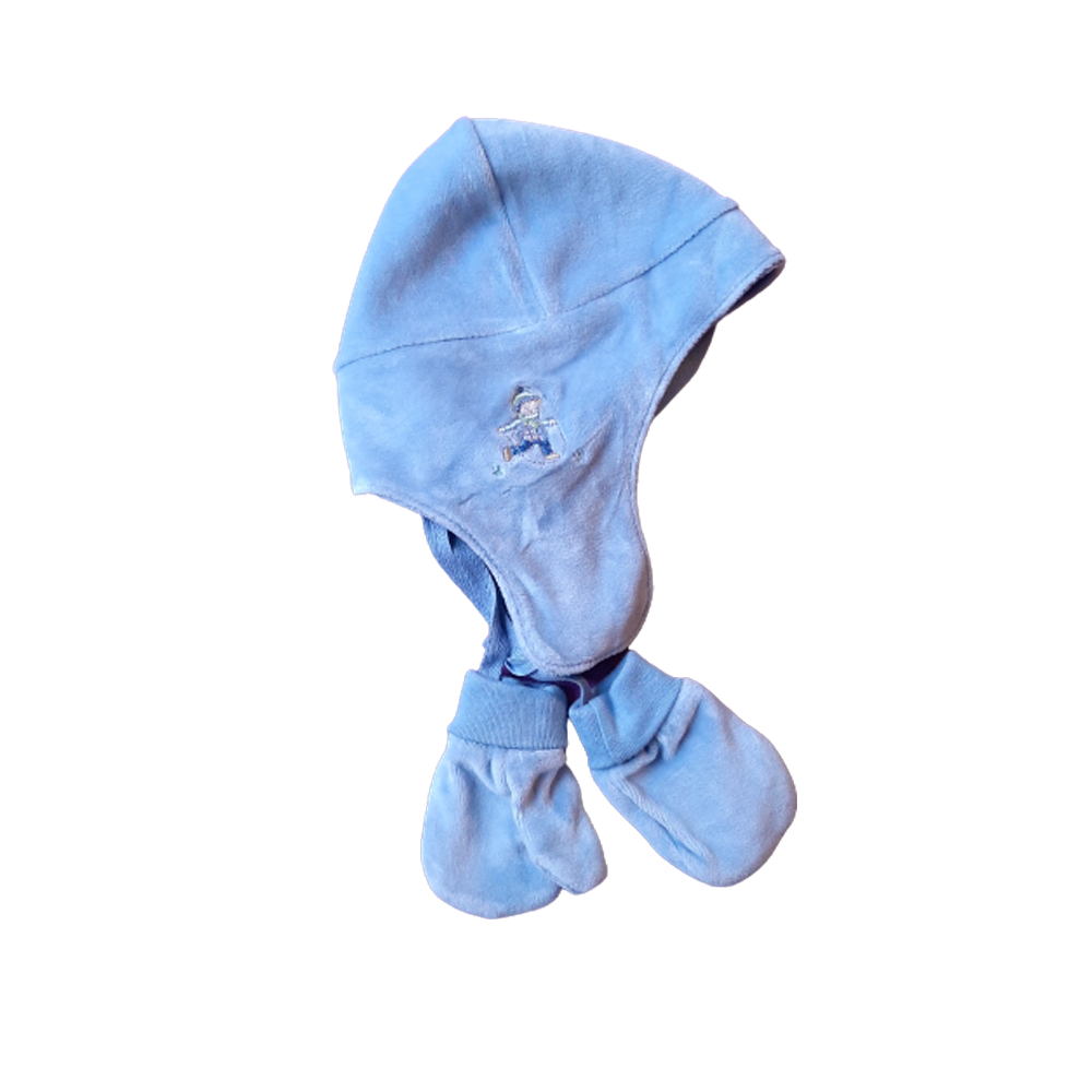 Gorro Babycottons Plush Set a la Campagne+Mitones Celeste