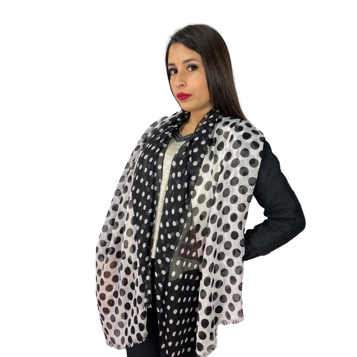 Bufanda Isaac Mizrahi Polka Dot Negro Con Pepas Blancas Icl4921P01