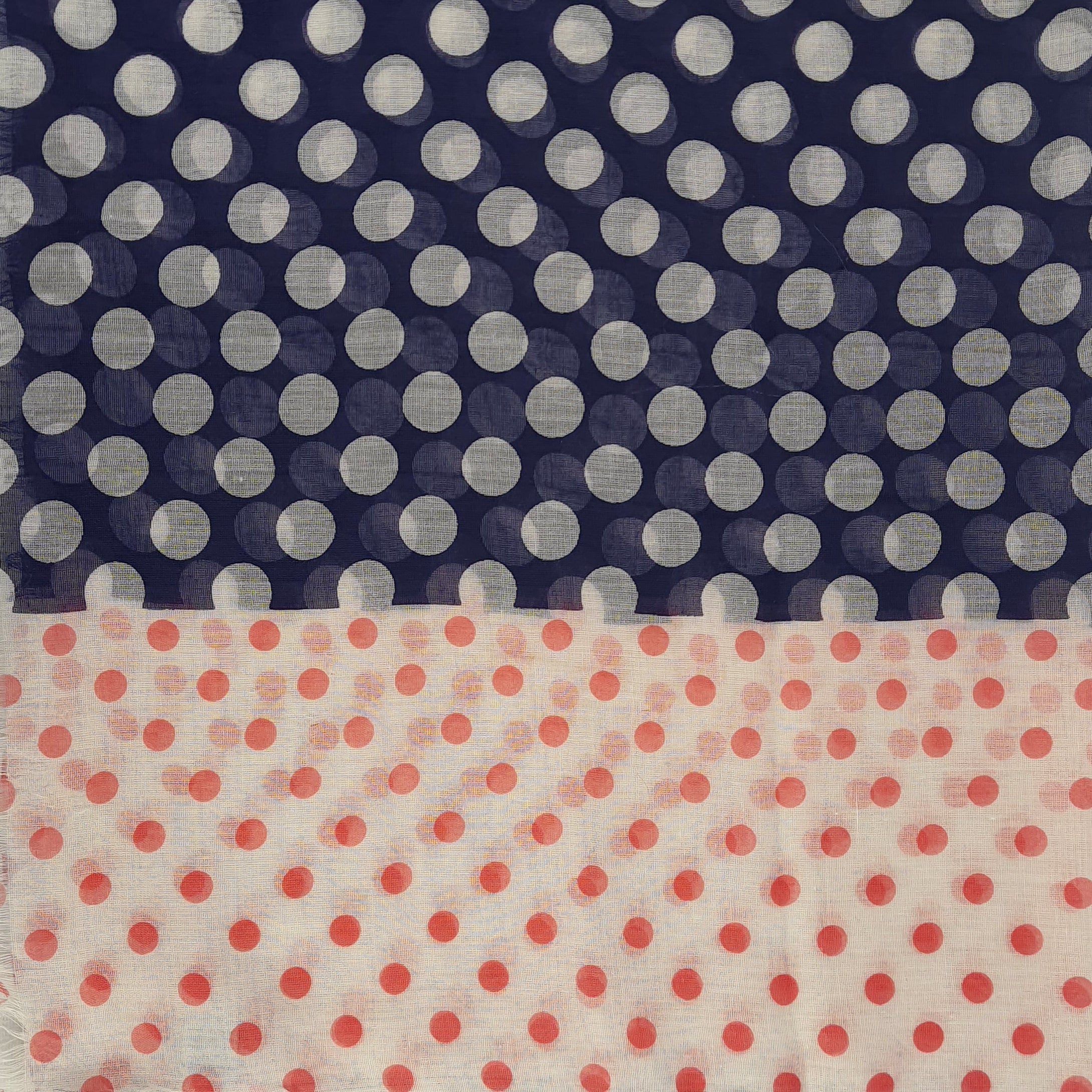 Bufanda Isaac Mizrahi Polka Dot Marfil Y Azul Con Pepas Rosadas Icl4921P09