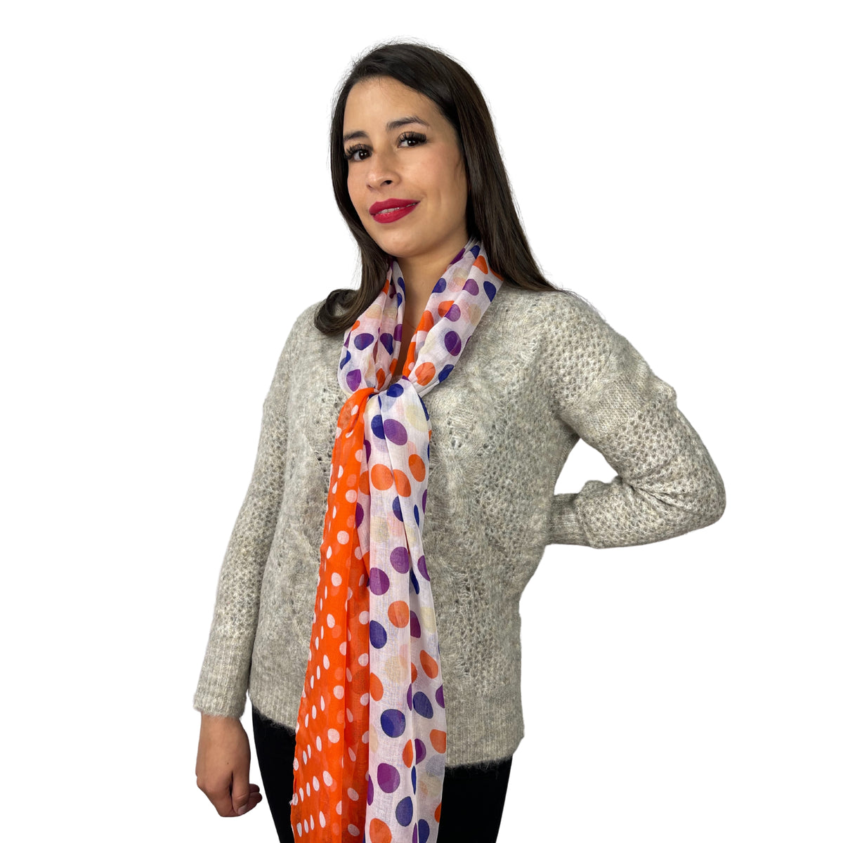 Bufanda Isaac Mizrahi Polka Dot Naranja Con Pepas Colores (Azul, Morada, Naranja) Icl4921P27