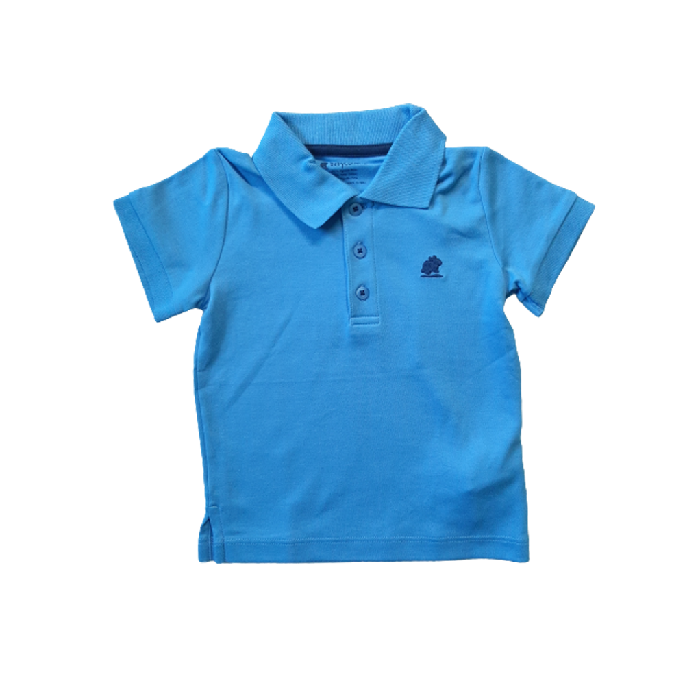Polera Babycottons C/Polo MC Celeste Regatta