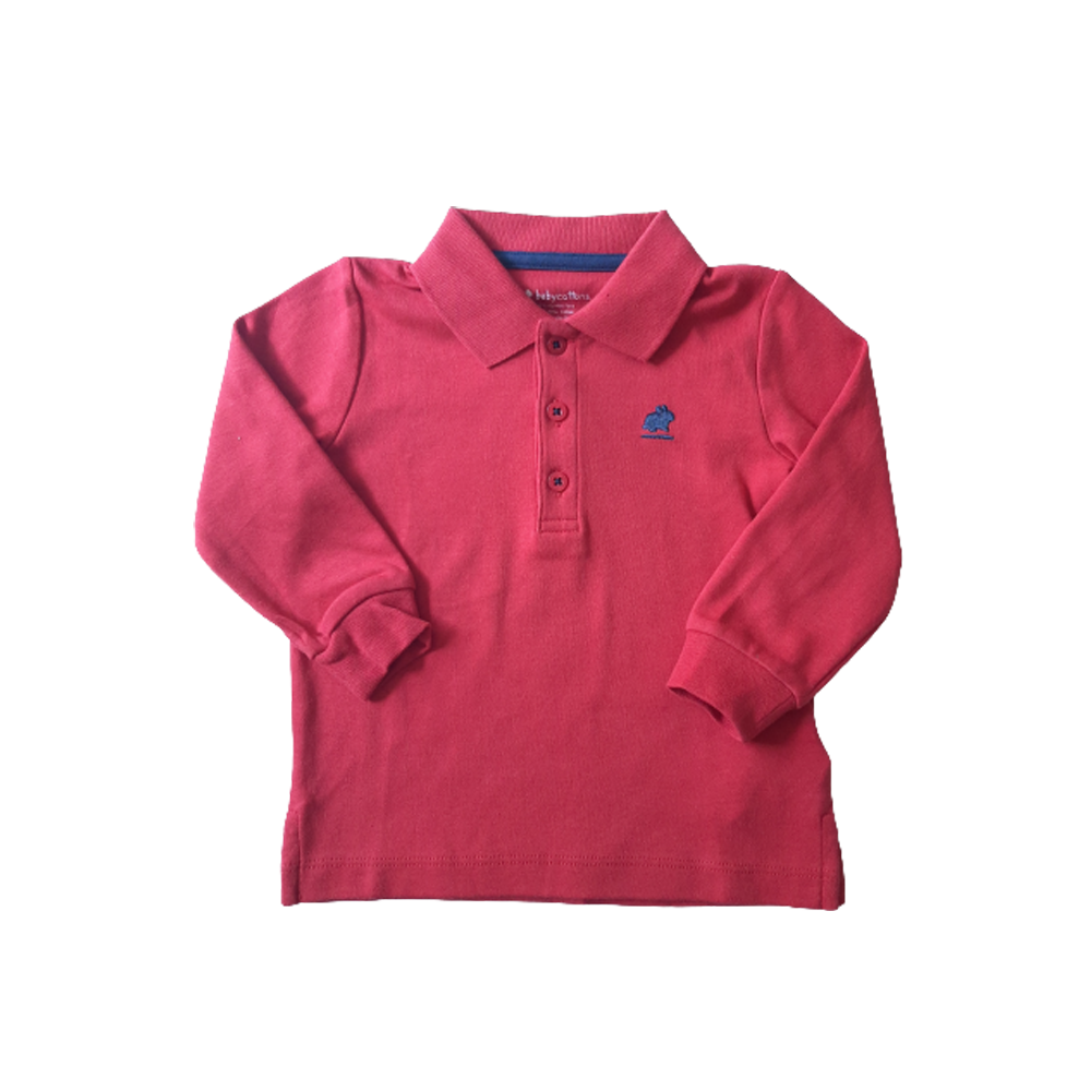 Polera Babycottons C/Polo ML Pima Colors Rojo