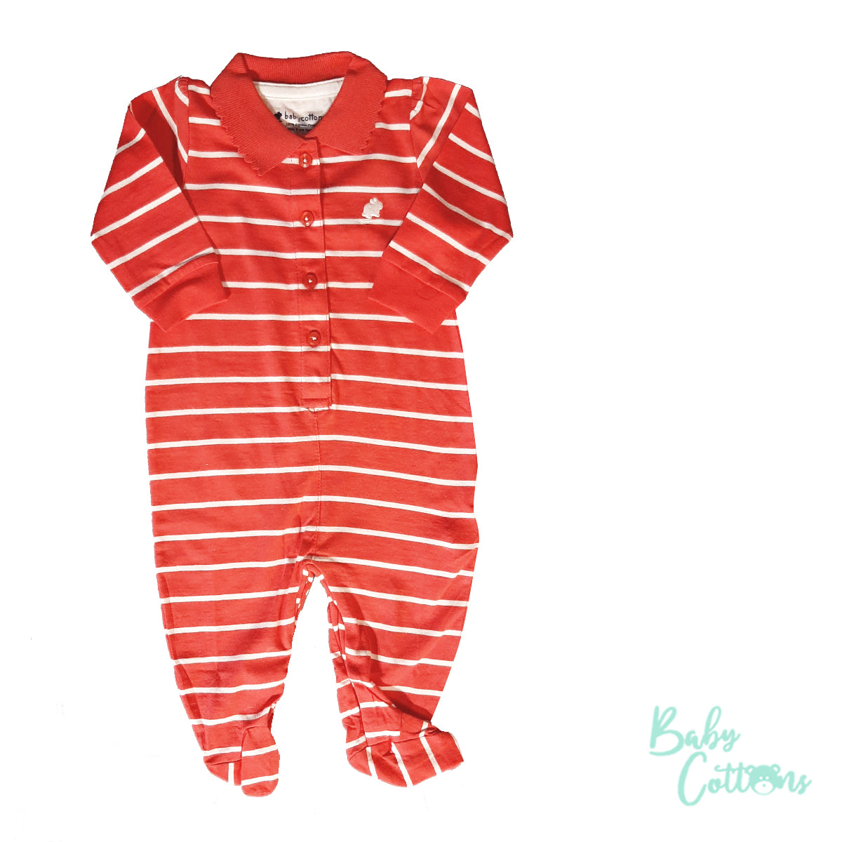 Enterito Babycottons Cruise Girl Ray Jersey ML PL Con pie Coral