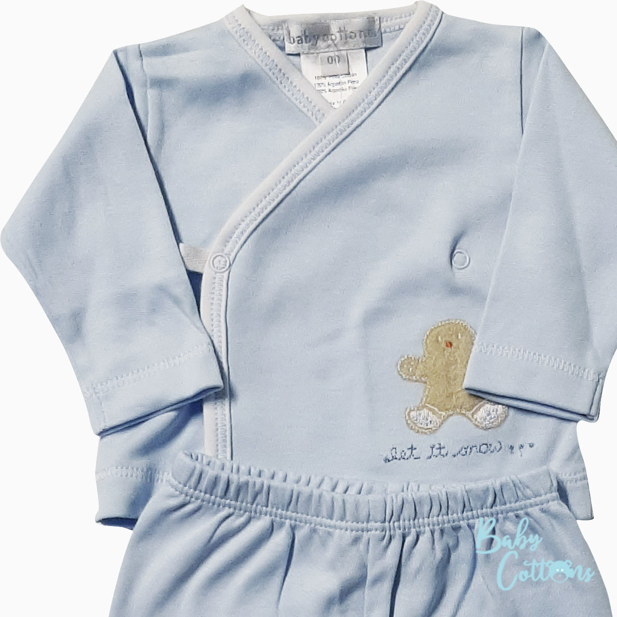 Pijama Babycottons Set Ginger Batita ML Celeste