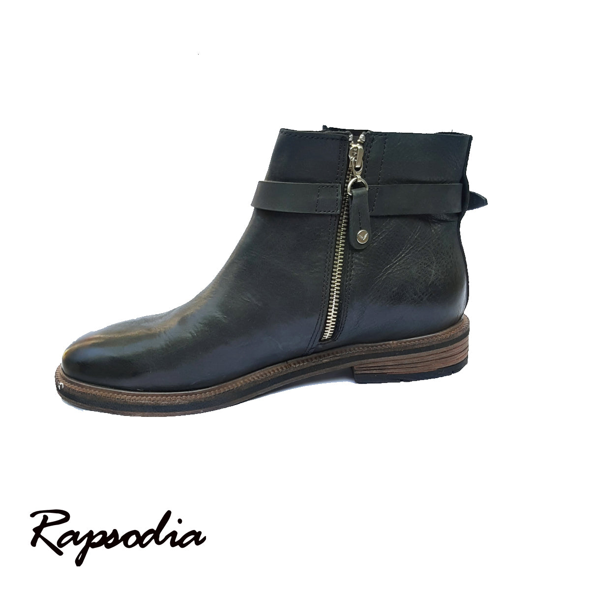 Botas Rapsodia Canelo Cuero Negro Bajas