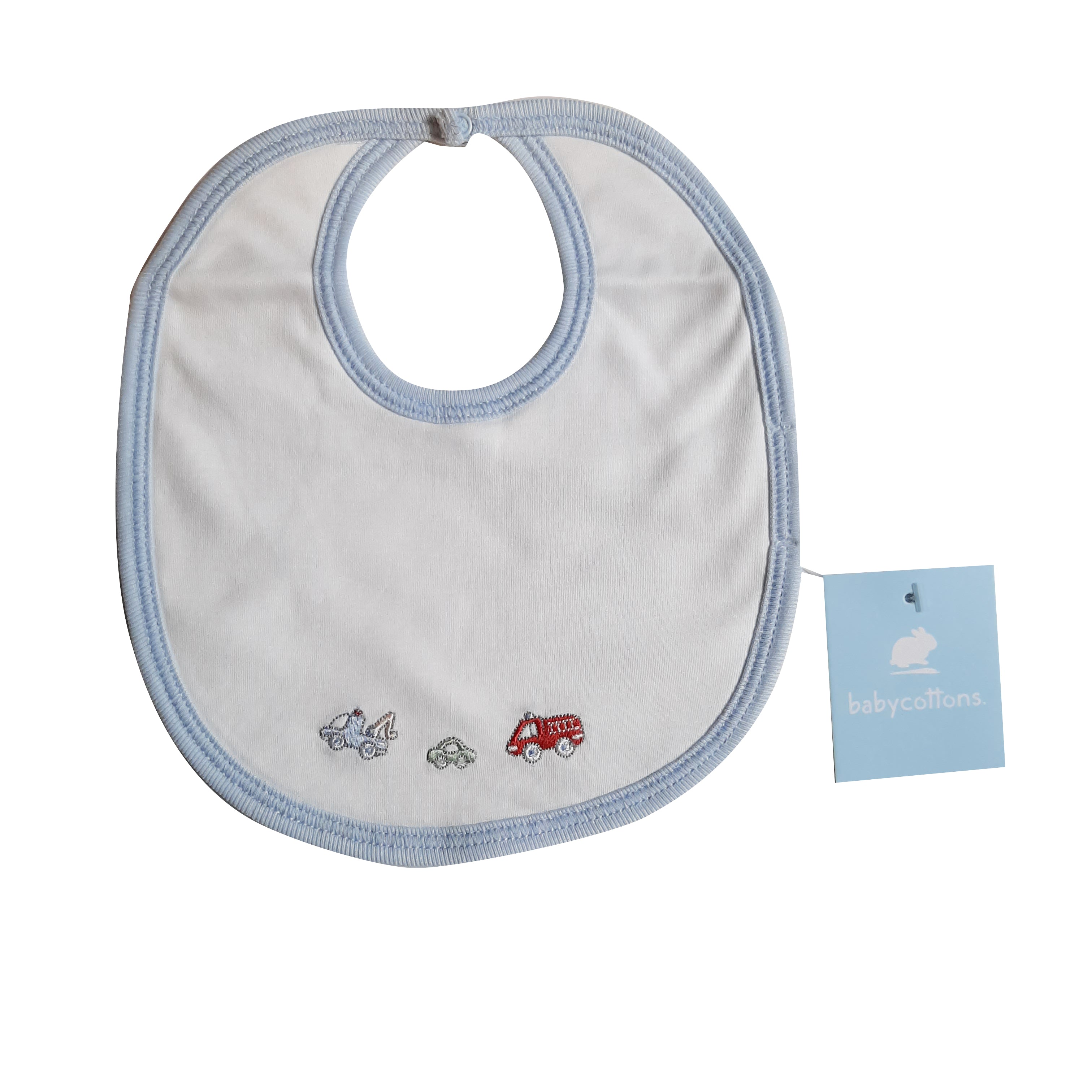 Babero Babycottons Bunnies Blanco Celeste