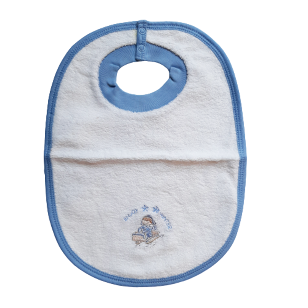 Babero Babycottons Comer Alp Blanco Celeste