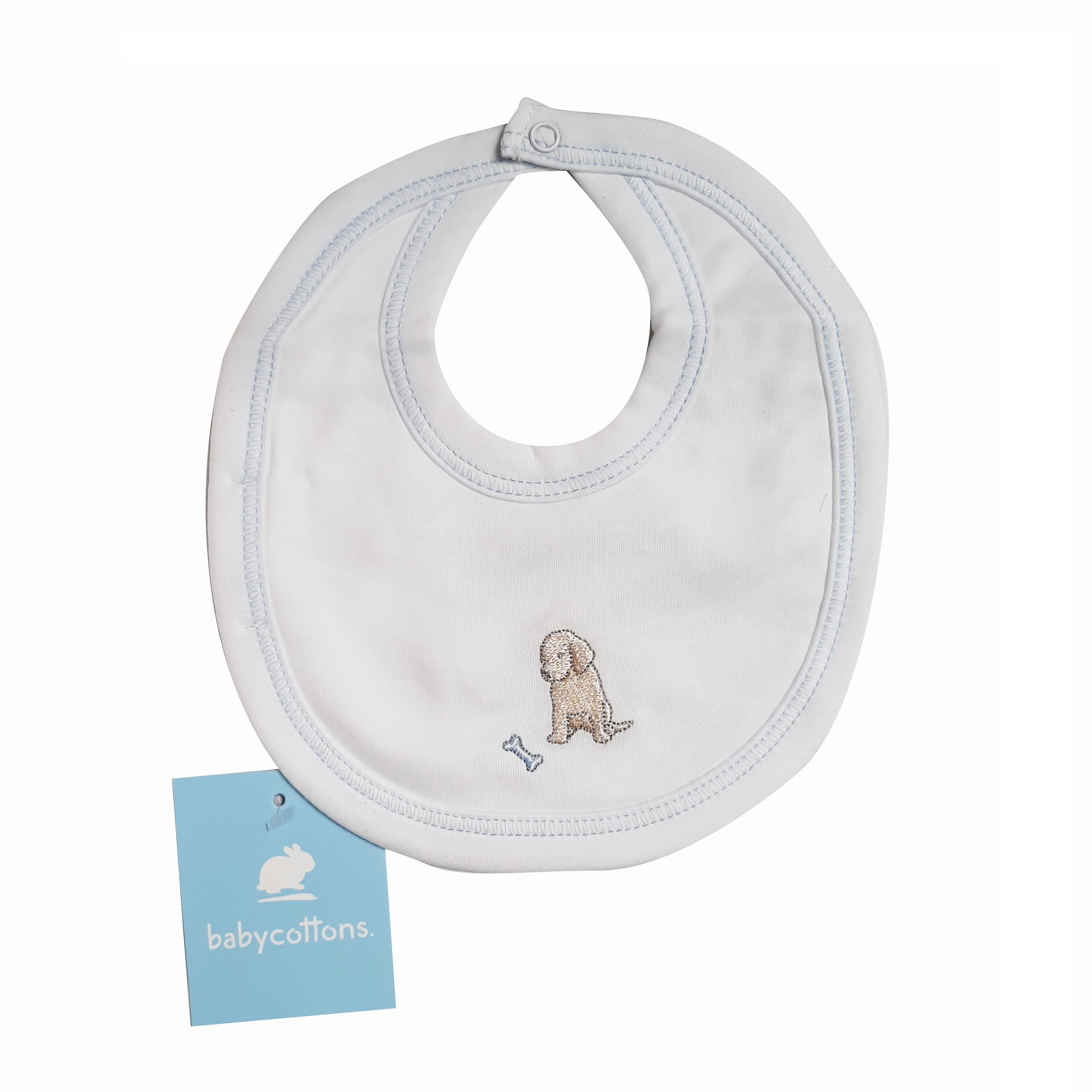 Babero Babycottons Labrador Lucas Blanco Azulino