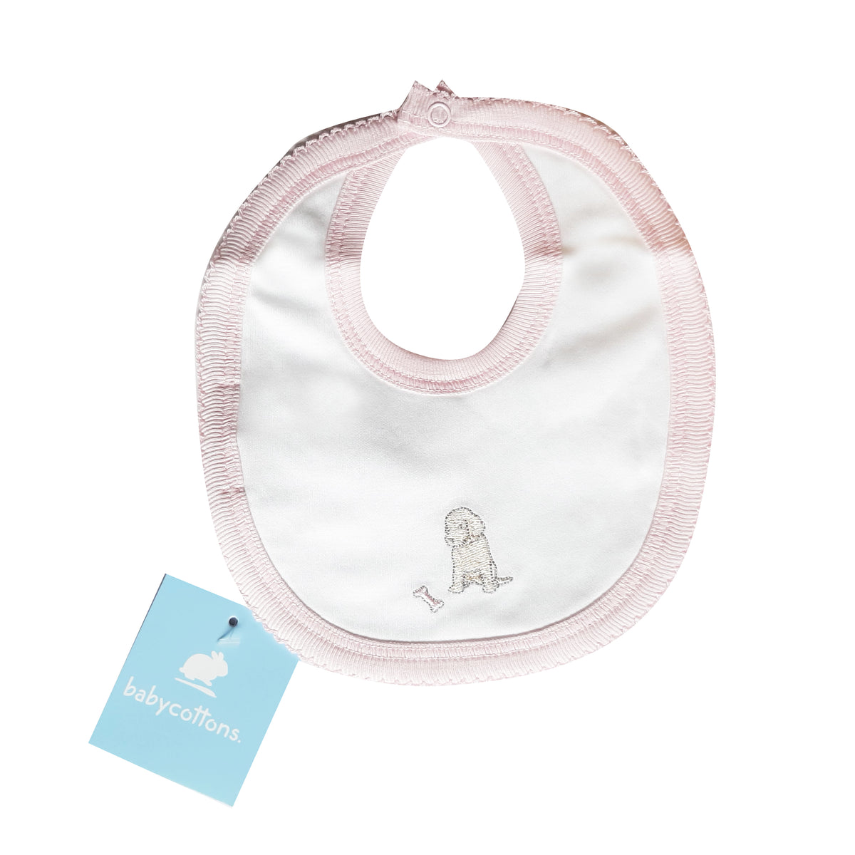 Babero Babycottons labrador Lara Blanco Rosa