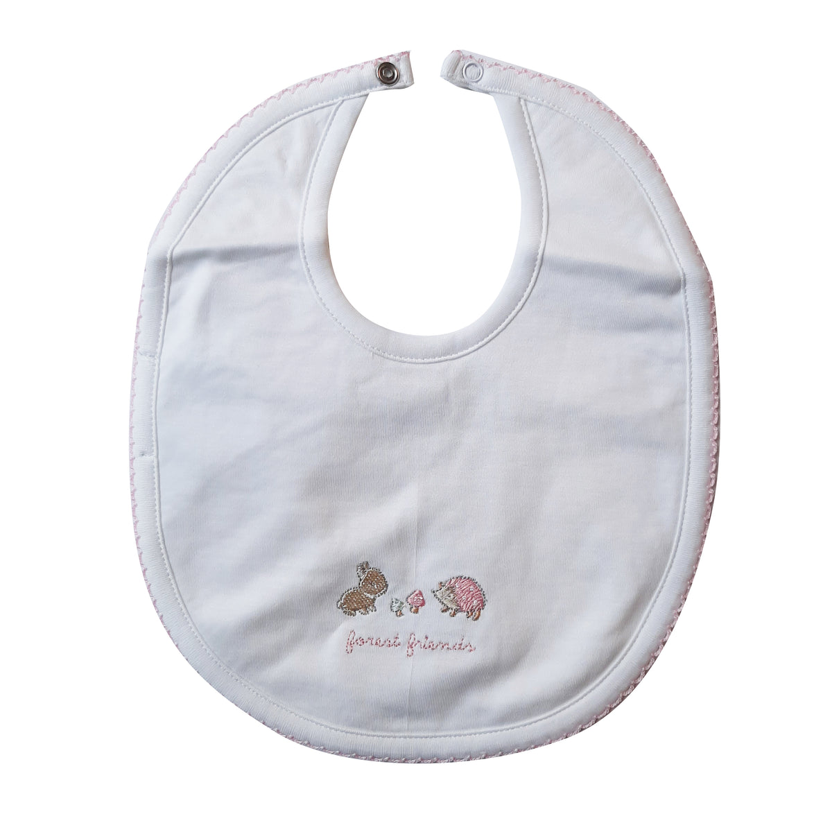Babero Babycottons M WLD-Forest Friends C/Impermeable Blanco Rosa