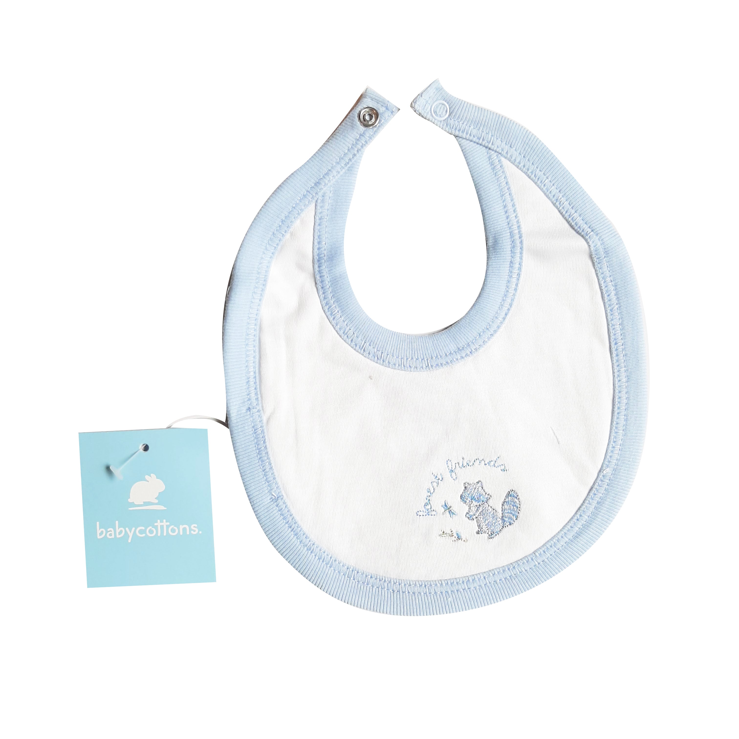 Babero Babycottons C/Impermeable Blanco Celeste
