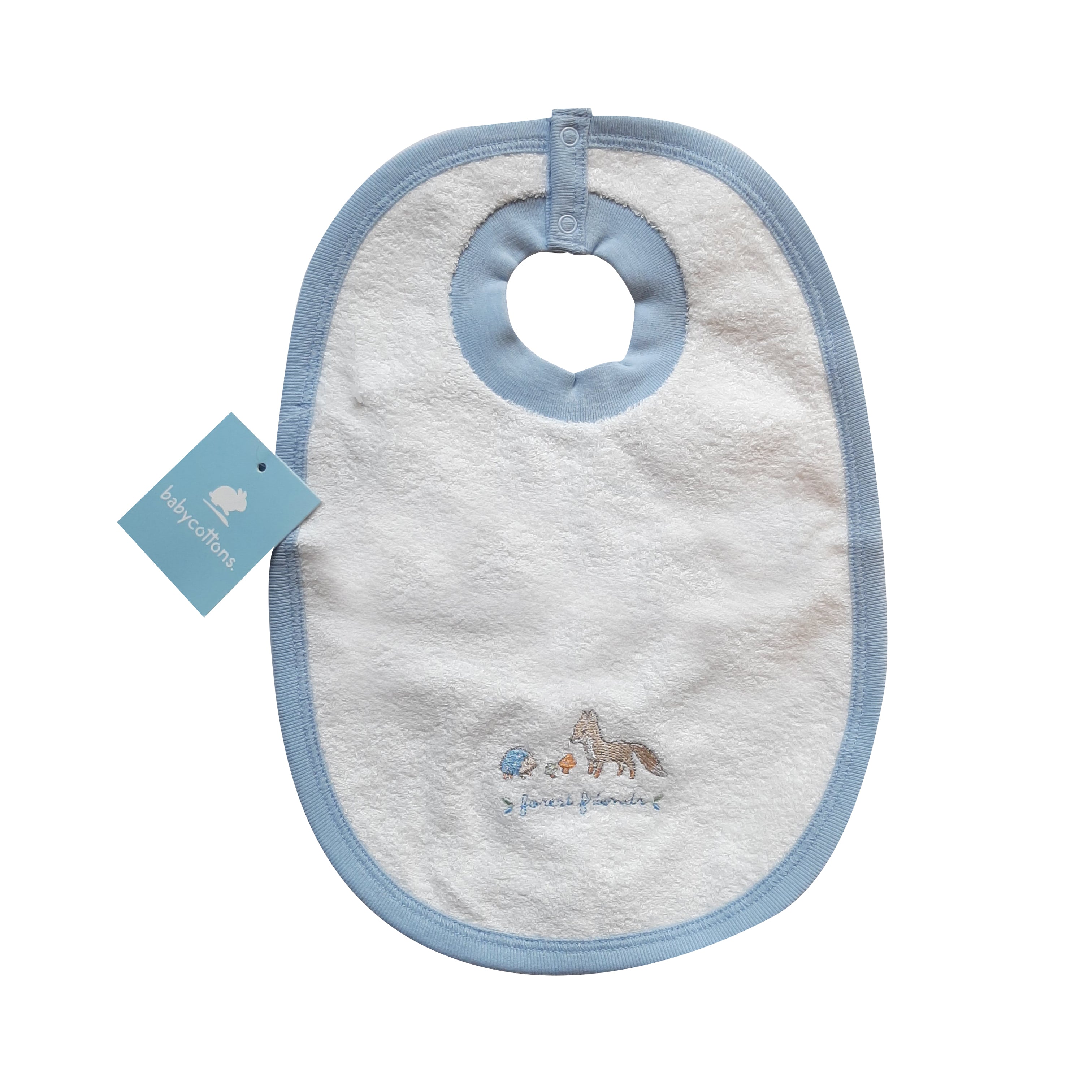 Babero Babycottons WLD-Forest Friends C/impermeable Celeste