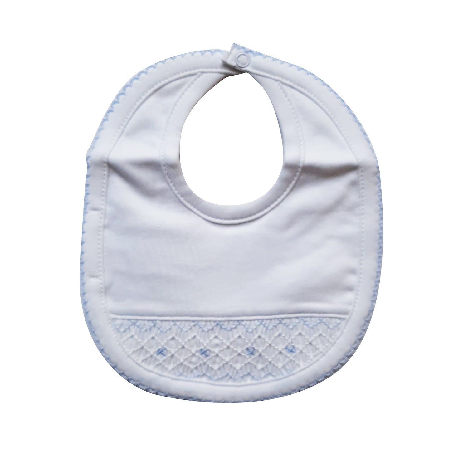 Babero Babycottons Xs Smock Blanco Celeste