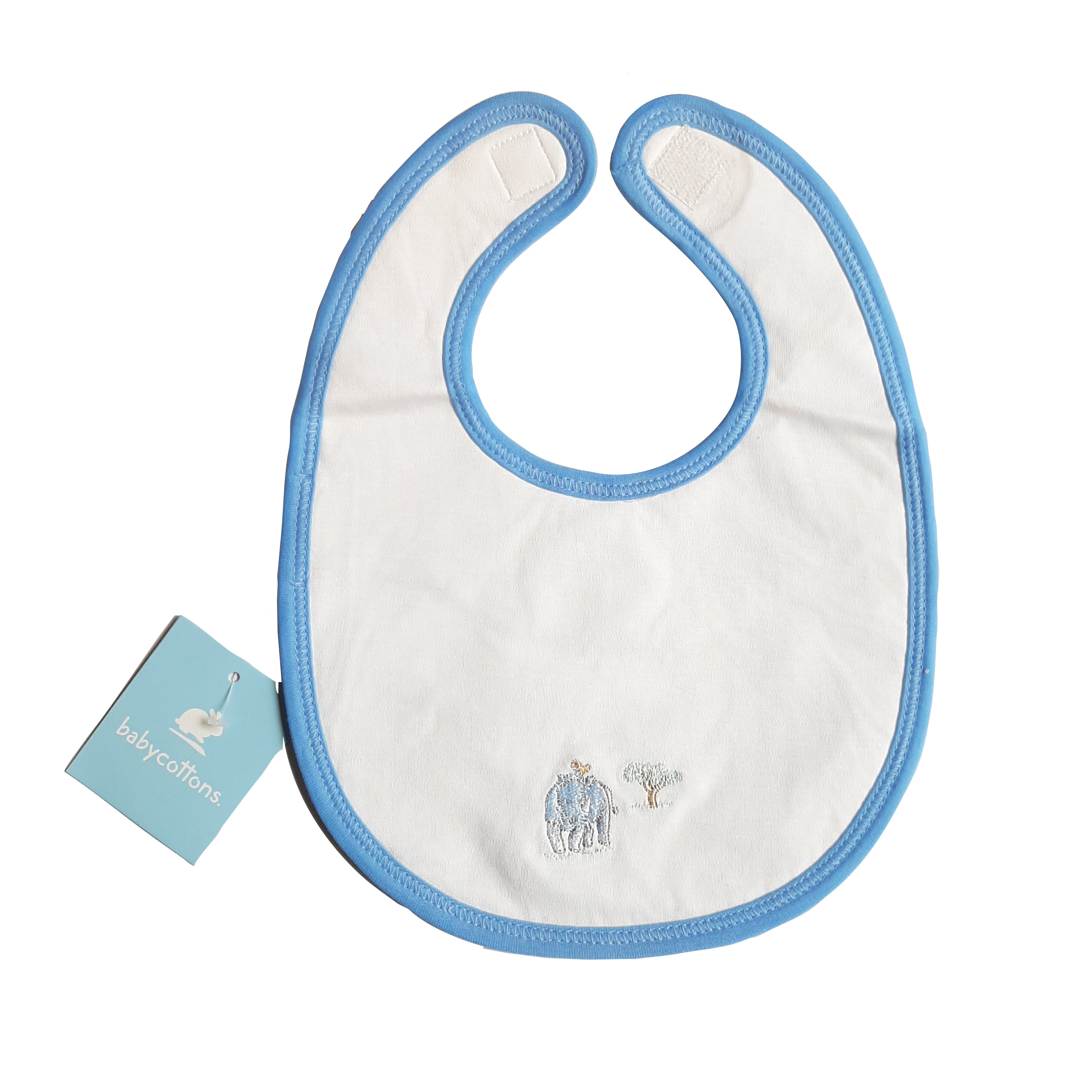 Babero Babycottons M on Safari Rhino Blaco Celeste
