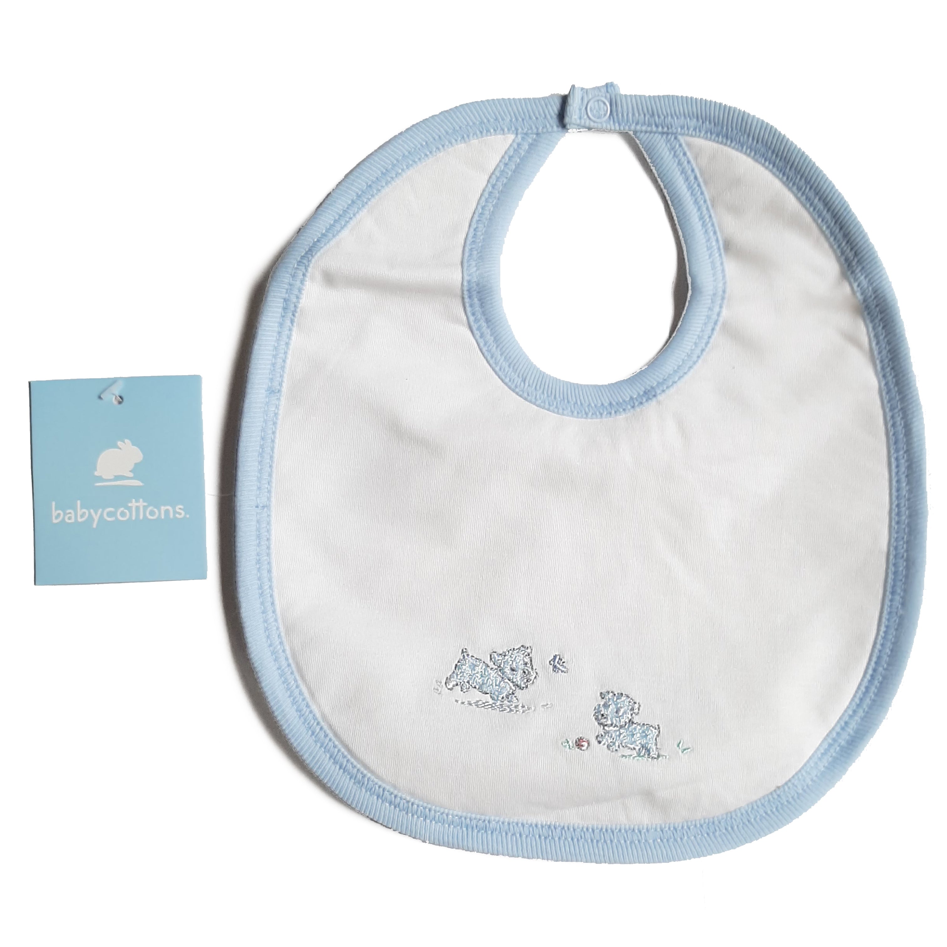 Babero Babycottons Welshie C/Impermeable Blanco Celeste