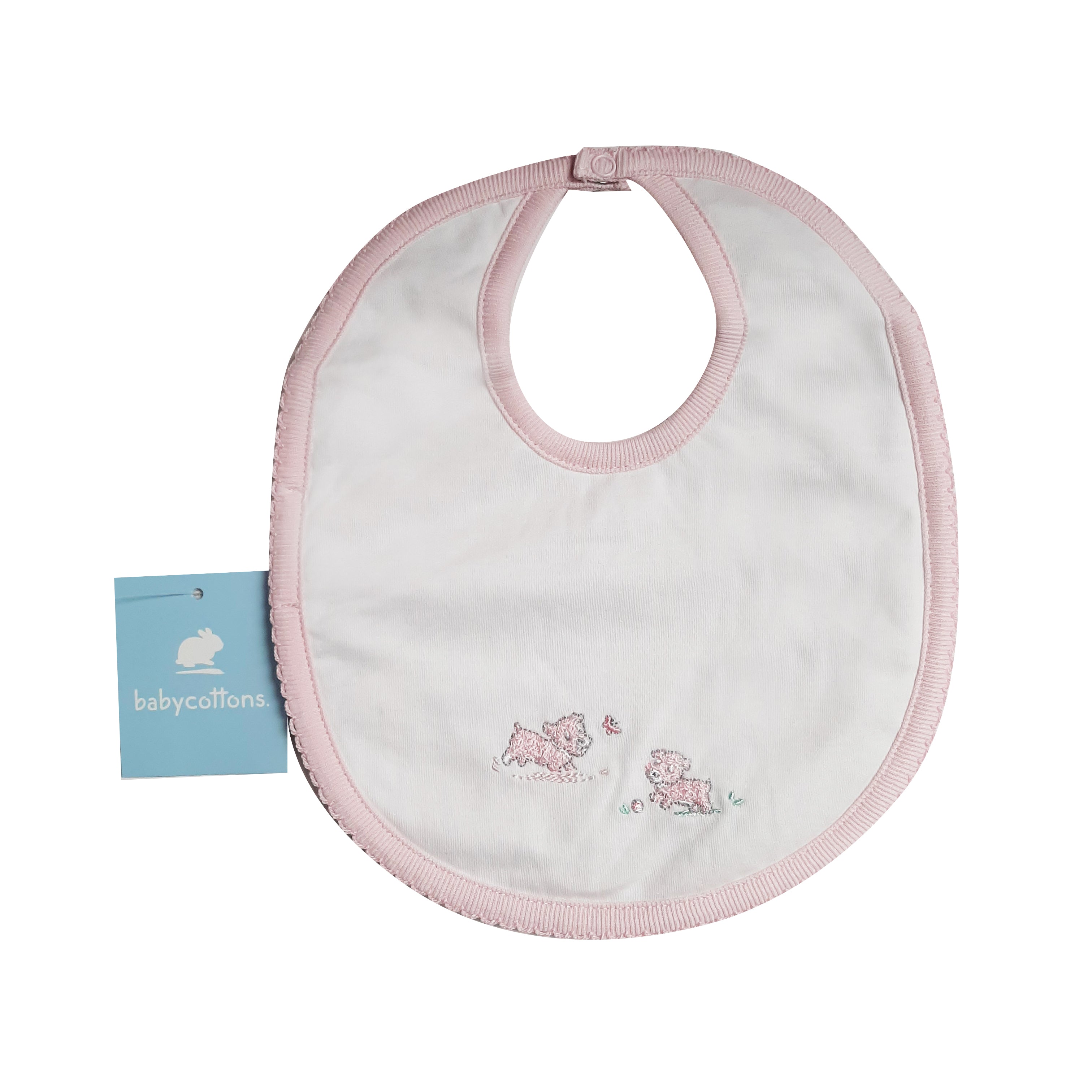 Babero Babycottons Welshie C/Impermeable Blanco Rosa