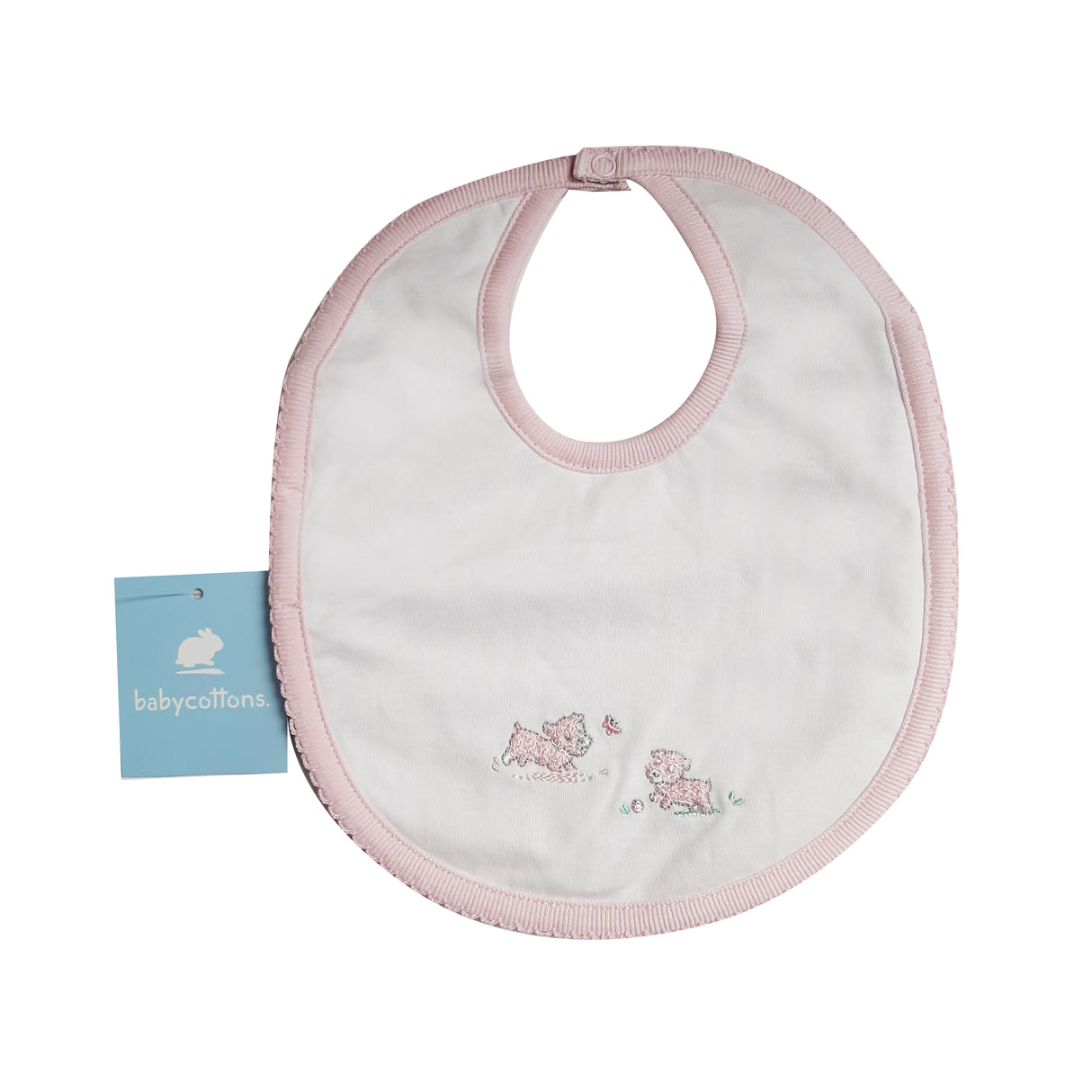 Babero Babycottons Welshie C/Impermeable Blanco Rosa