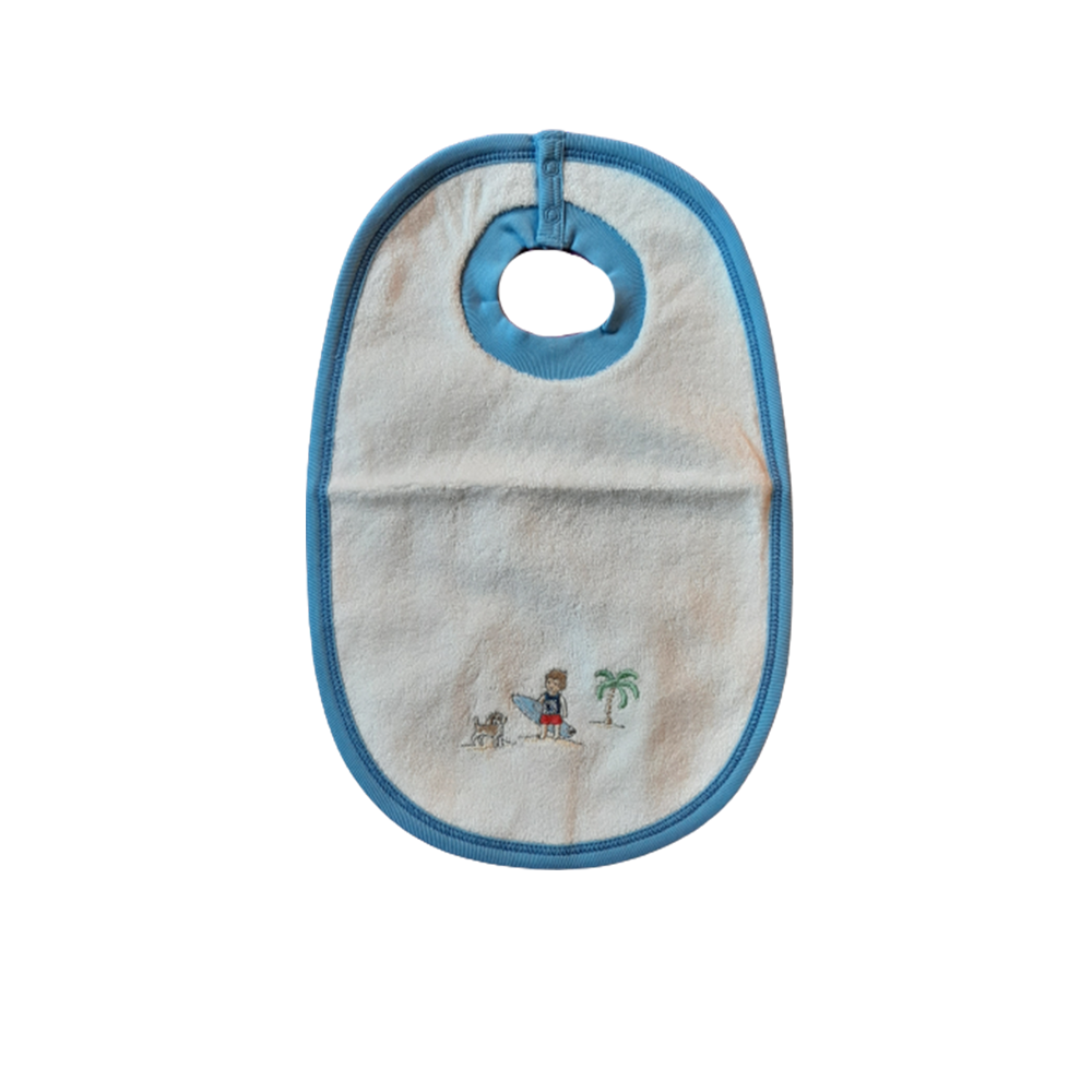 Babero Comer Hawaii C/Impermeable Blanco Azulino