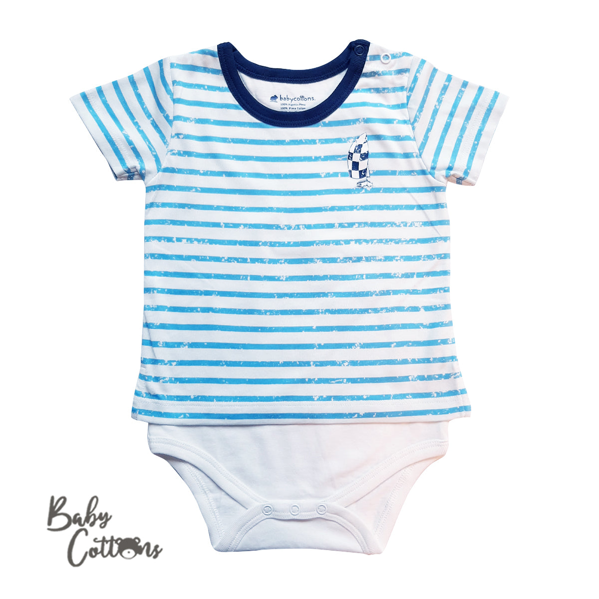 Body Babycottons Mc Ragata Ray Blanco Azulino