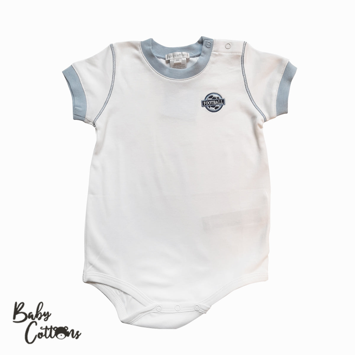 Body Babycottons T-Shirt Football MC Blanco Azulino