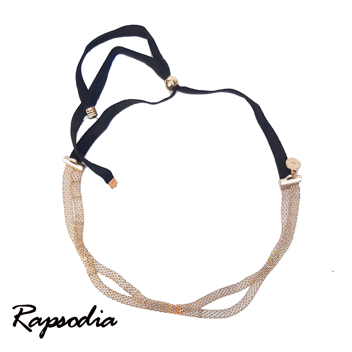 Collar Corto Rapsodia Dorado Con Cinta Negra