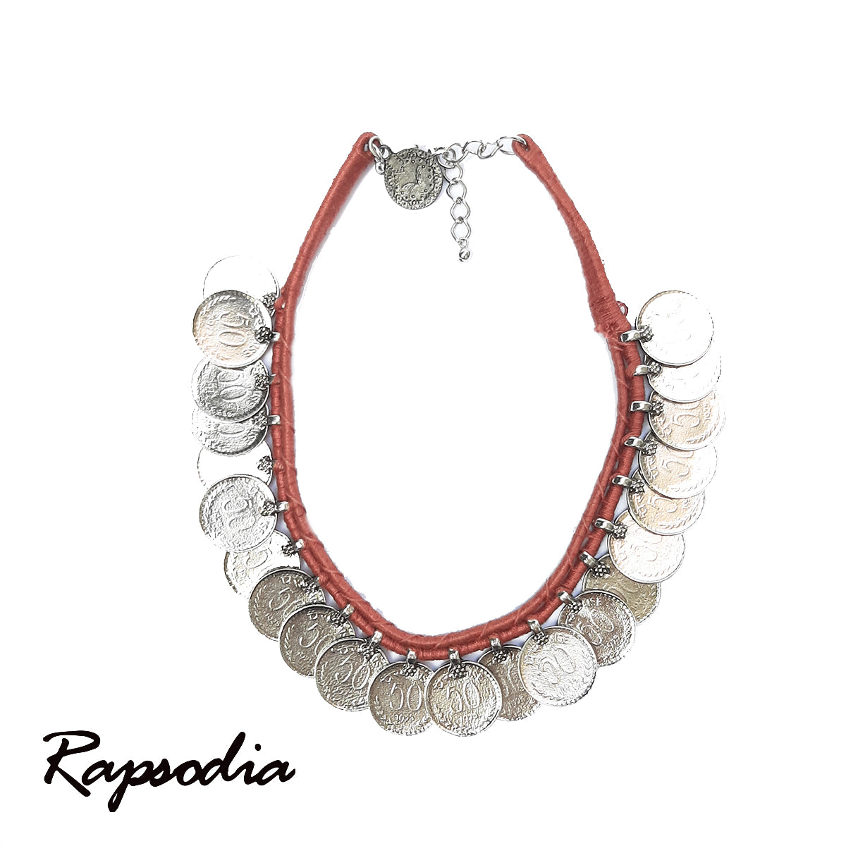 Collar Corto Rapsodia Monedas Plateadas