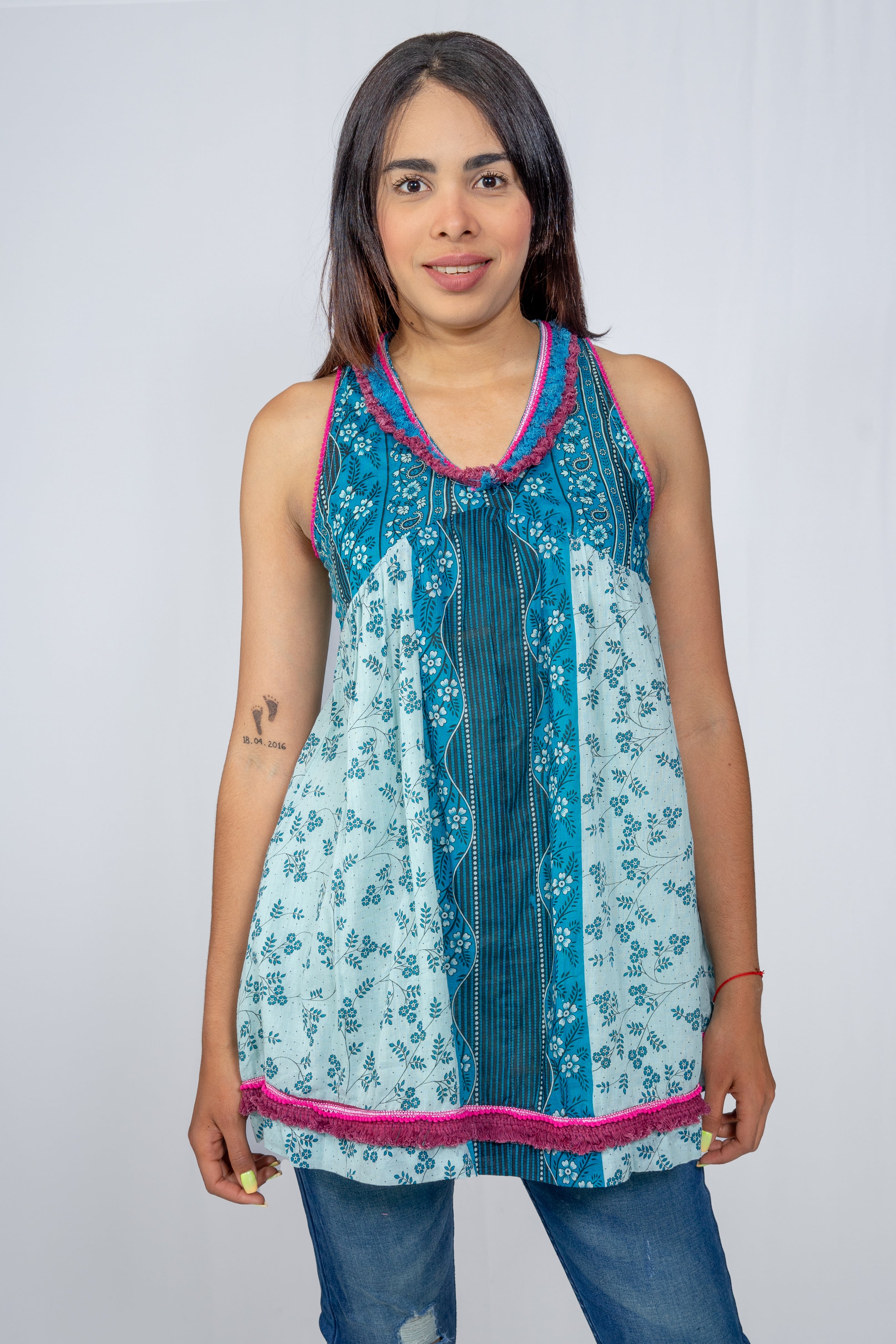 Vestido Rapsodia Turmalina Fringe Turquesa