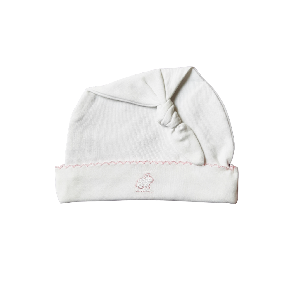 Gorro Babycottons C/nudo Blanco Rosa