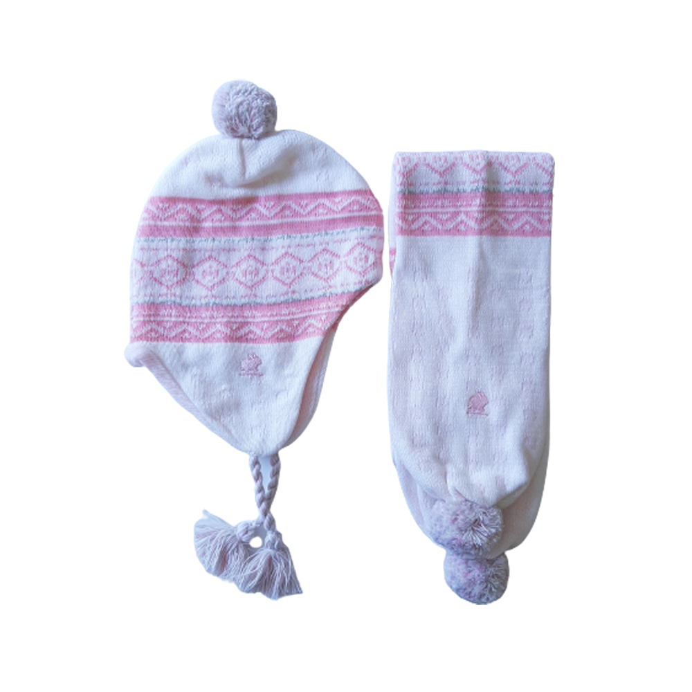 Set Babycottons Gorro+Bufanda Jackard Rosa