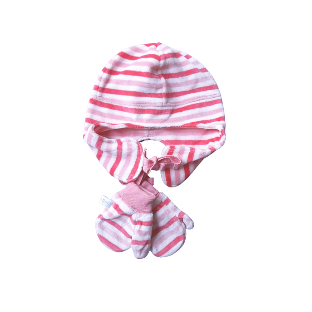 Gorro Babycottons Plus Wld Winter Walk + Mitones Rosado