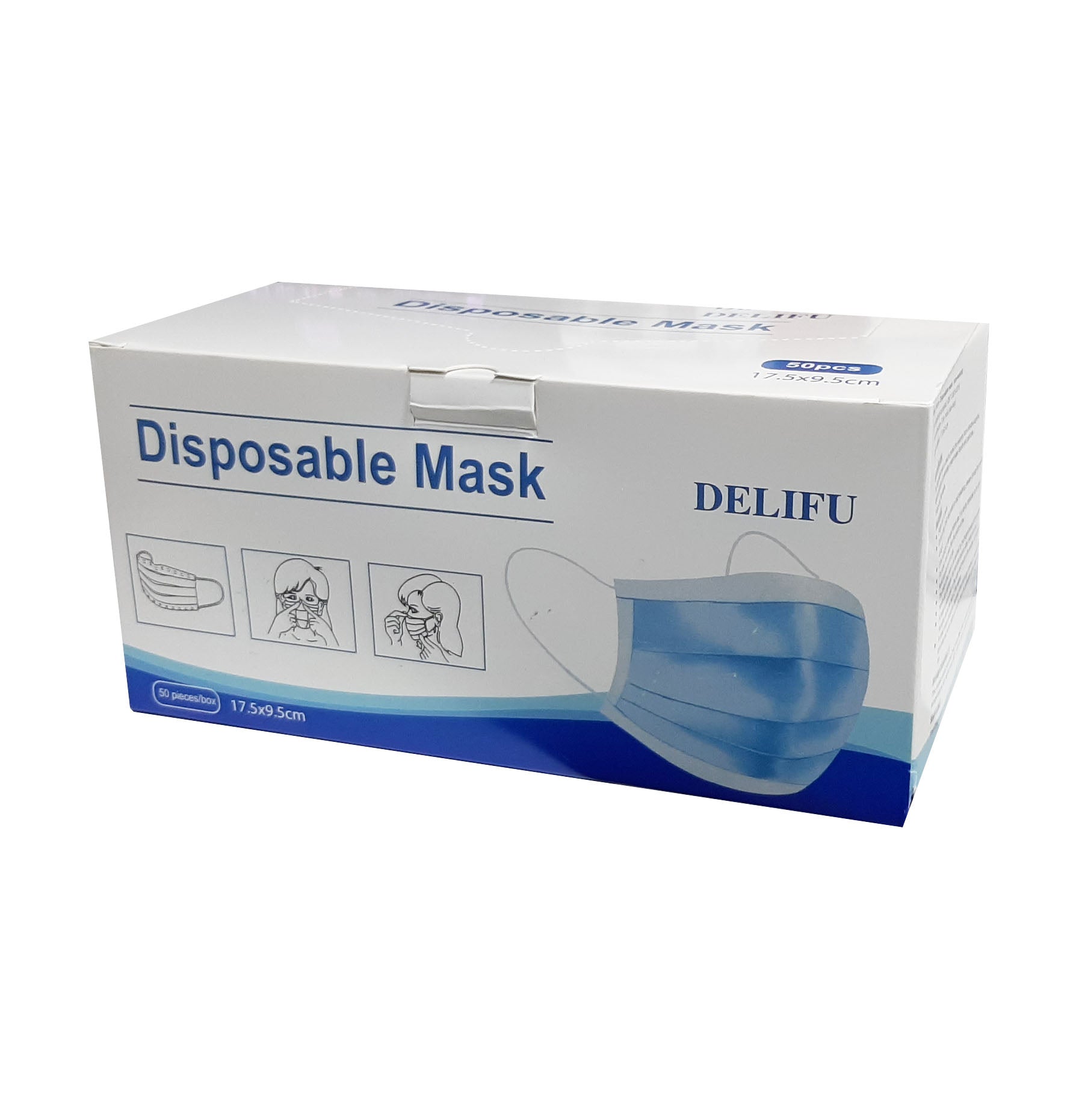 Mascarilla 3 pliegos Desechables Delifu 50 Unidades en Caja