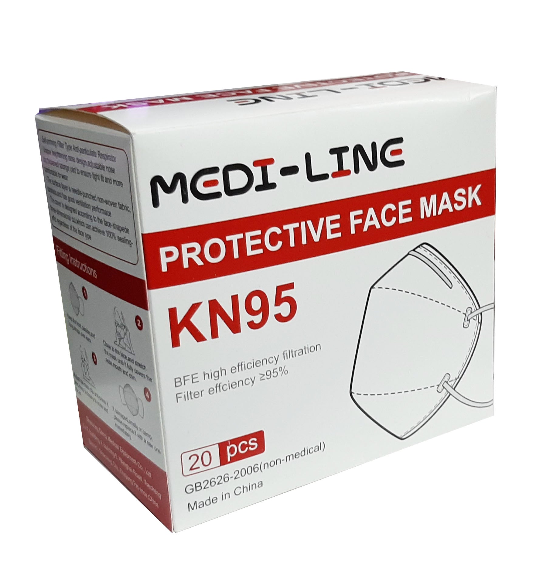Mascarilla KN95 Desechables medi-line 20 Unidades en Caja