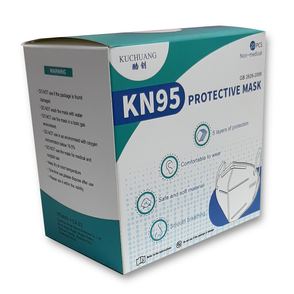 Mascarilla KN95 Desechables KUCHUANG 20 Unidades en Caja