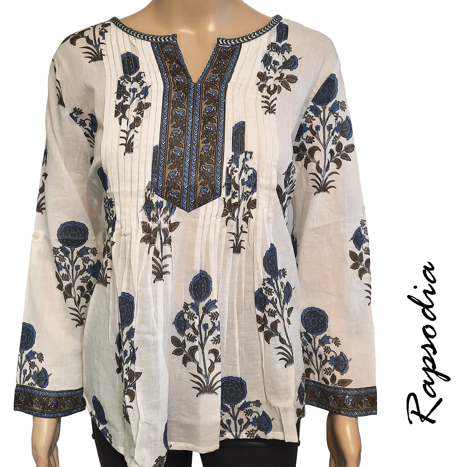 Blusa Rapsodia Kelsa Hibiscus Azul