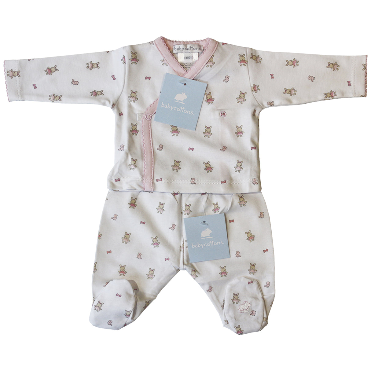 Set Babycottons Bunnies Compose Batita ML Ranita C/pie Blanco Rosa