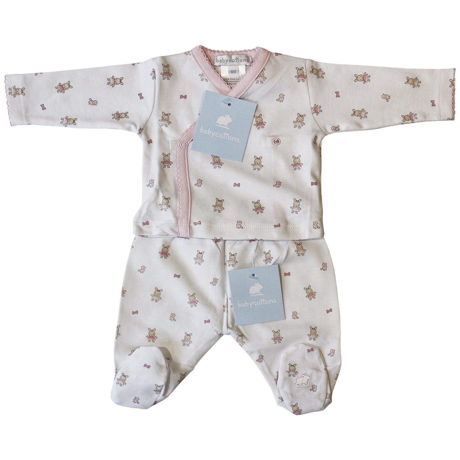 Set Babycottons Bunnies Compose Batita ML Ranita C/pie Blanco Rosa