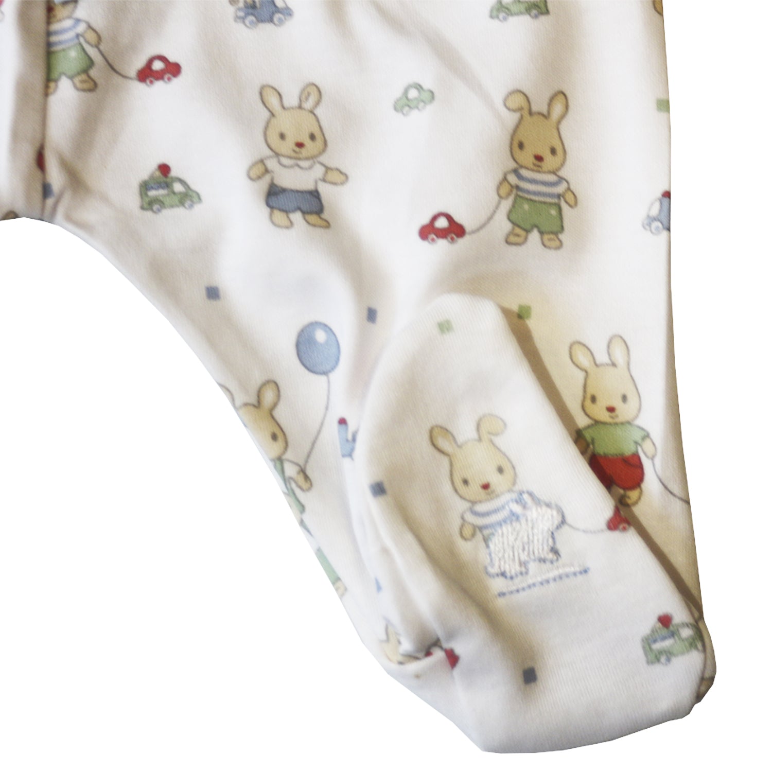 Set Babycottons Bunnies Batita ML Ranita C/pie Blanco Celeste