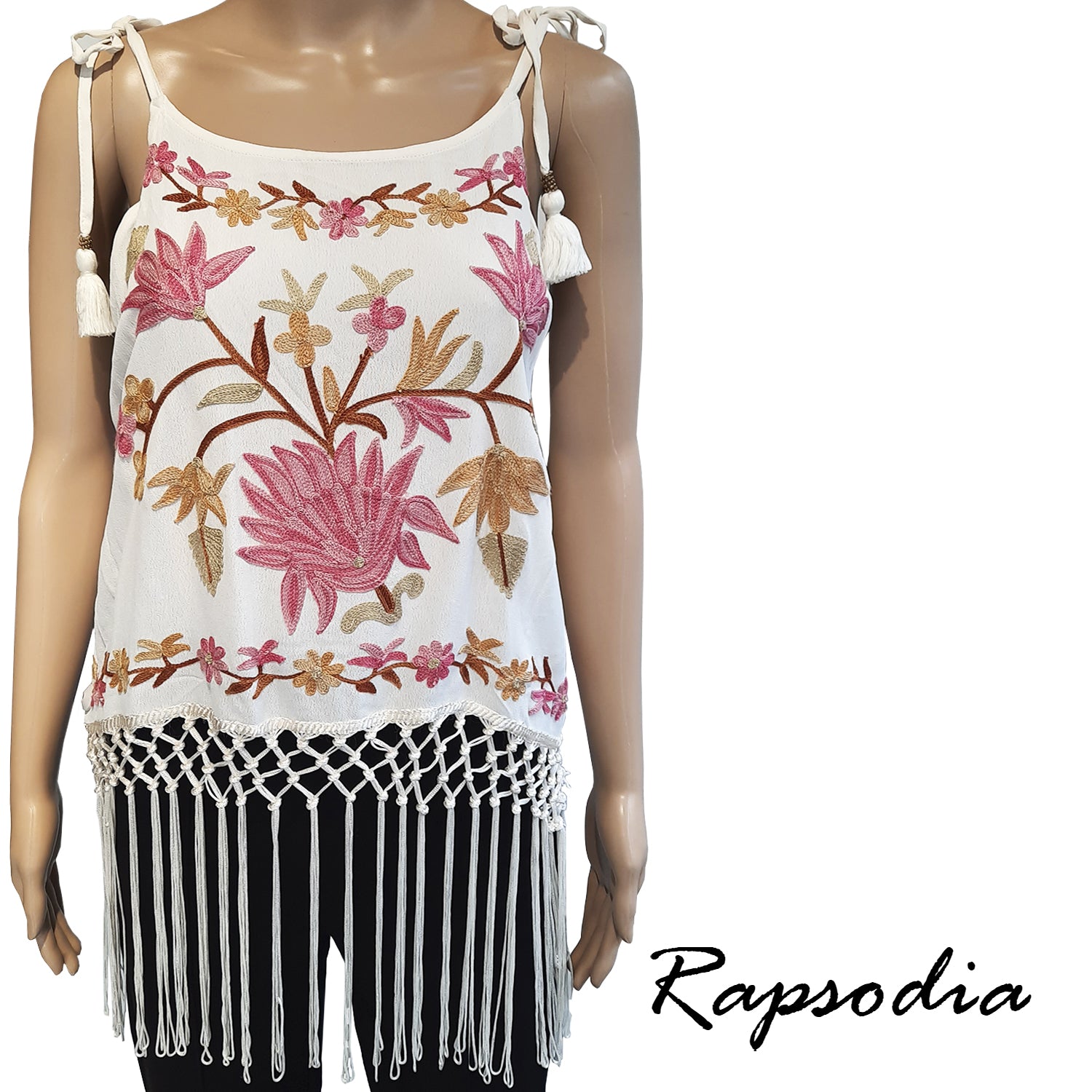 Top Rapsodia Fringes Andromia Crudo